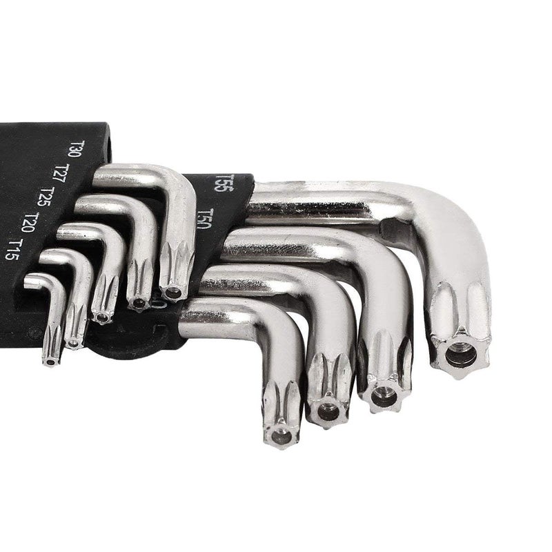 XMHF T15-T55 Long Arm Security Tamper Proof Torx Key Wrench Set Repairing Tool Silve 9 in 1 - Image 3